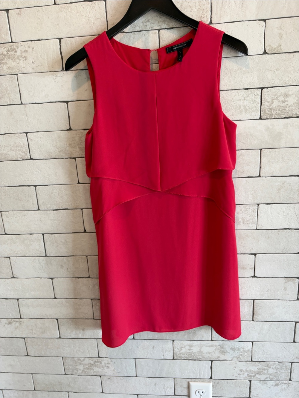 BCBGMaxAzria Sleeveless Layered Fuchsia Shift Dress